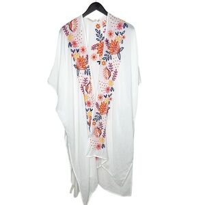 Soft Surroundings Oversized Embroidered Tropical Topper Cover Up One Size OS